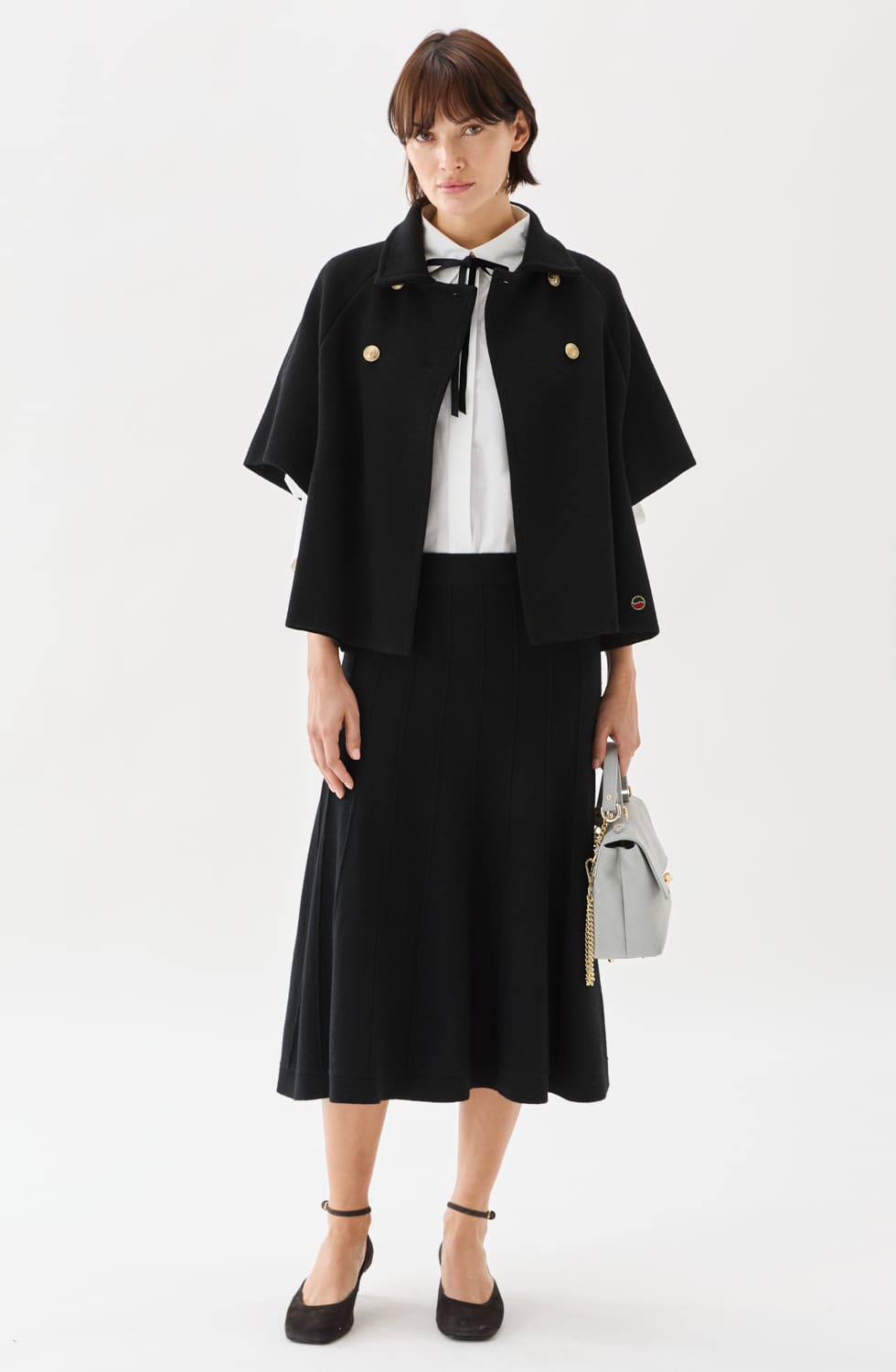 Gertrude Knitted Wool Cape Black