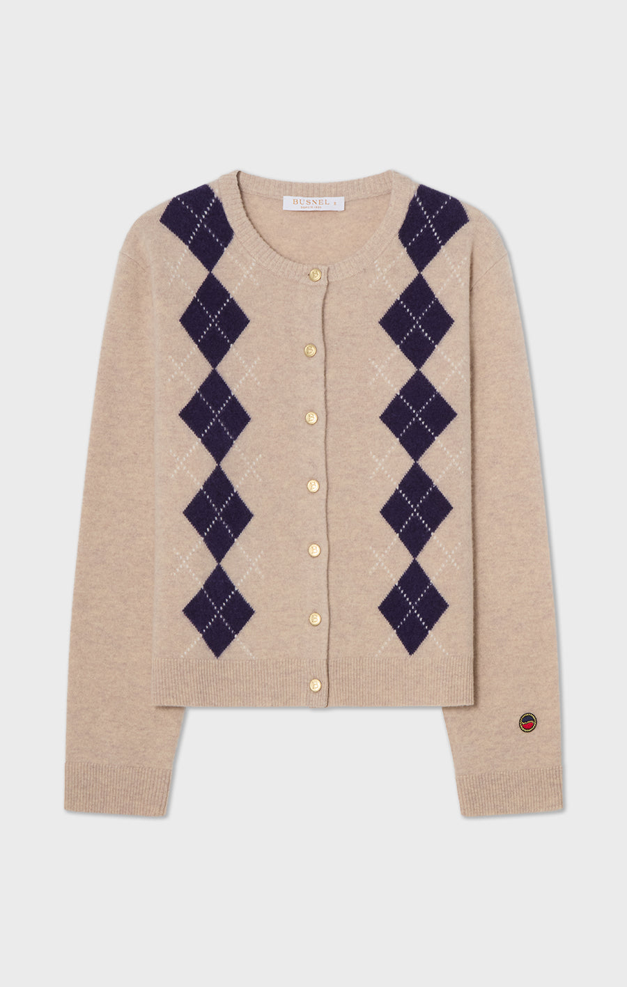 Julia Checked Cardigan Oat/Plum