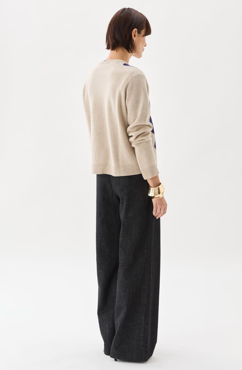 Julia Checked Cardigan Oat/Plum