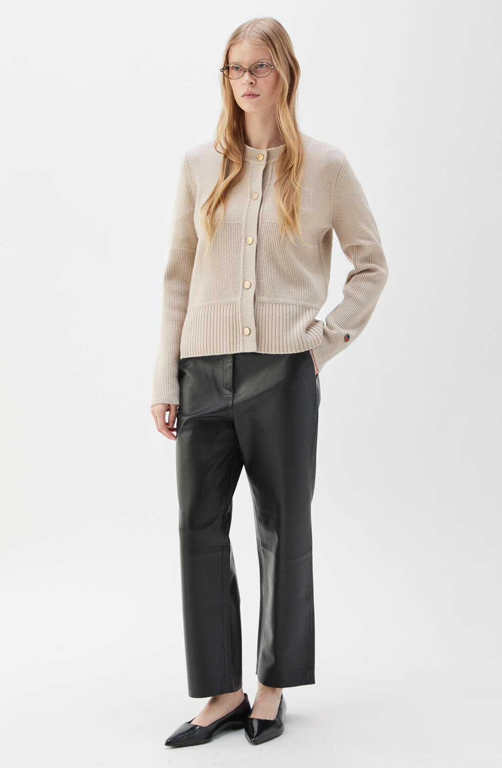 Lauren stickad kofta i merinoull beige