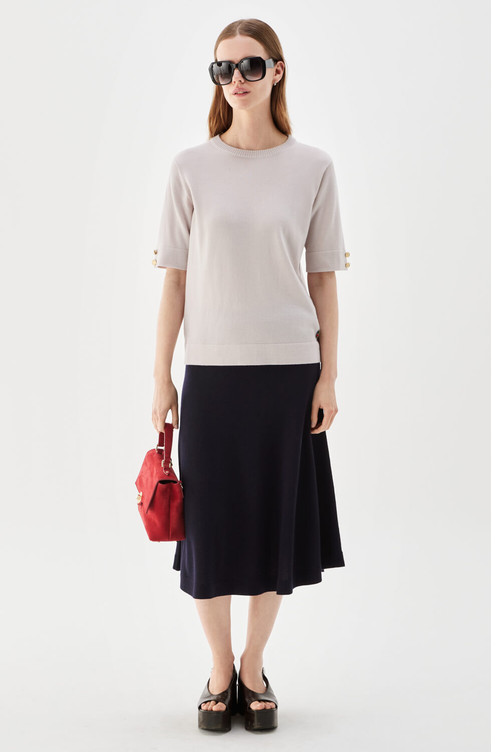 Lucca Knitted Merino Wool T-shirt Light Rose