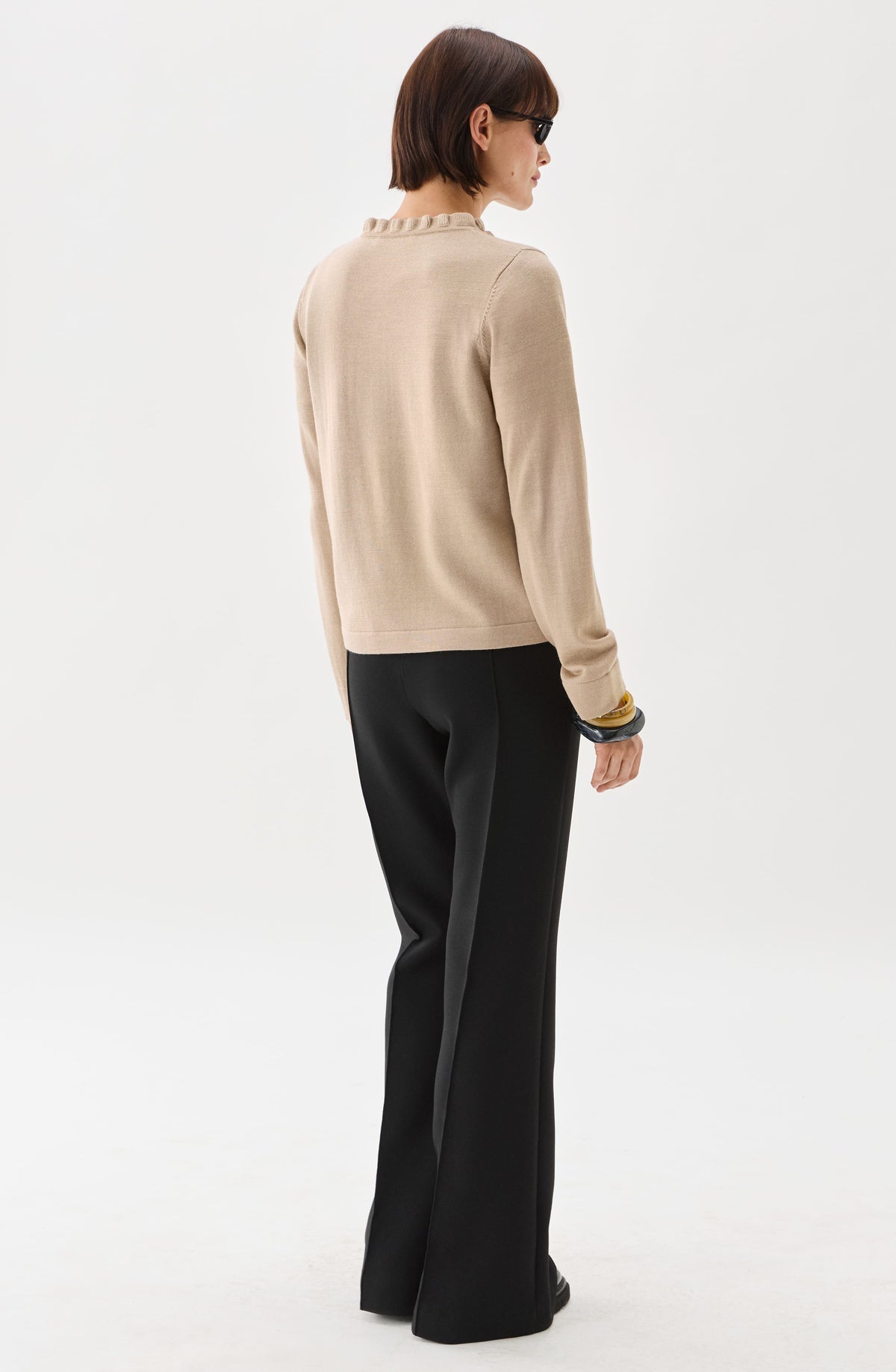 Molly stickad topp i ull Beige