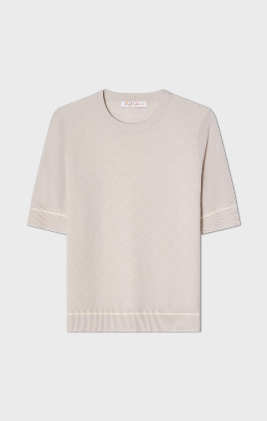 Paulina Jacquard Merino Wool Top Silver Birch/Ecru