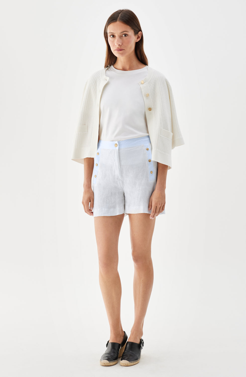 Pixie Linneshorts Ljus Blå