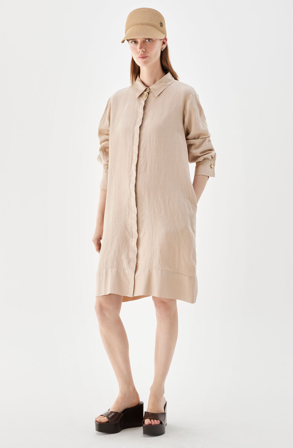 Raven Linen Dress Fudge