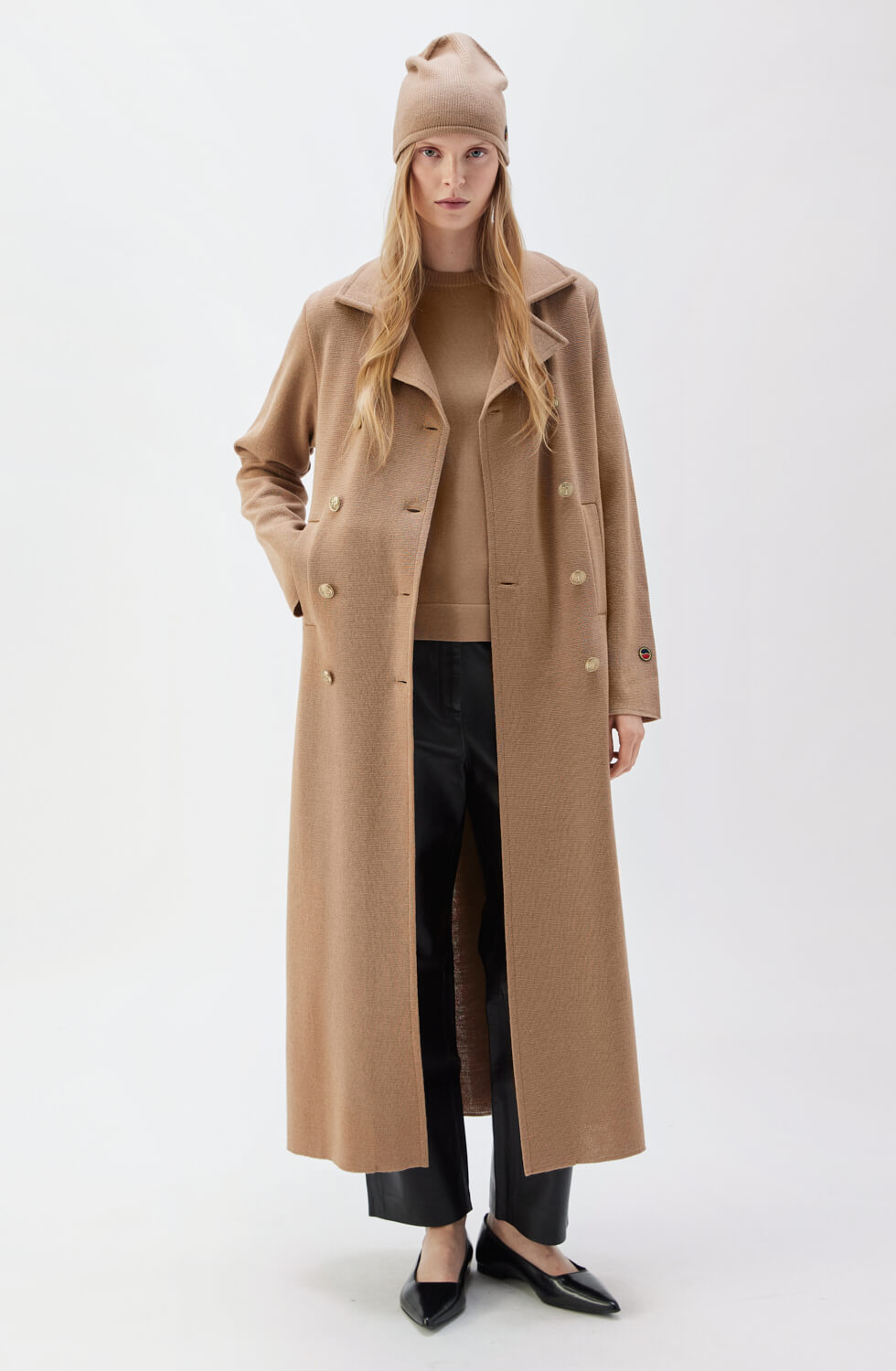 Roma lång kappa i ull ljusbrun