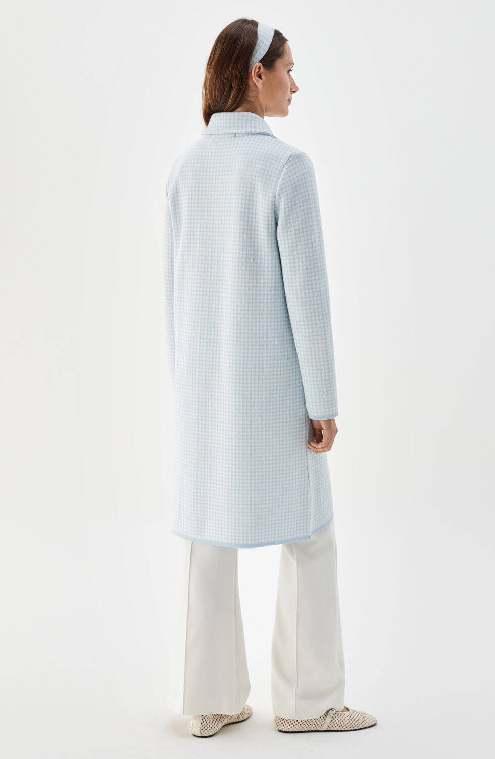 Rosale Knitted Coat Pepita Ice Blue