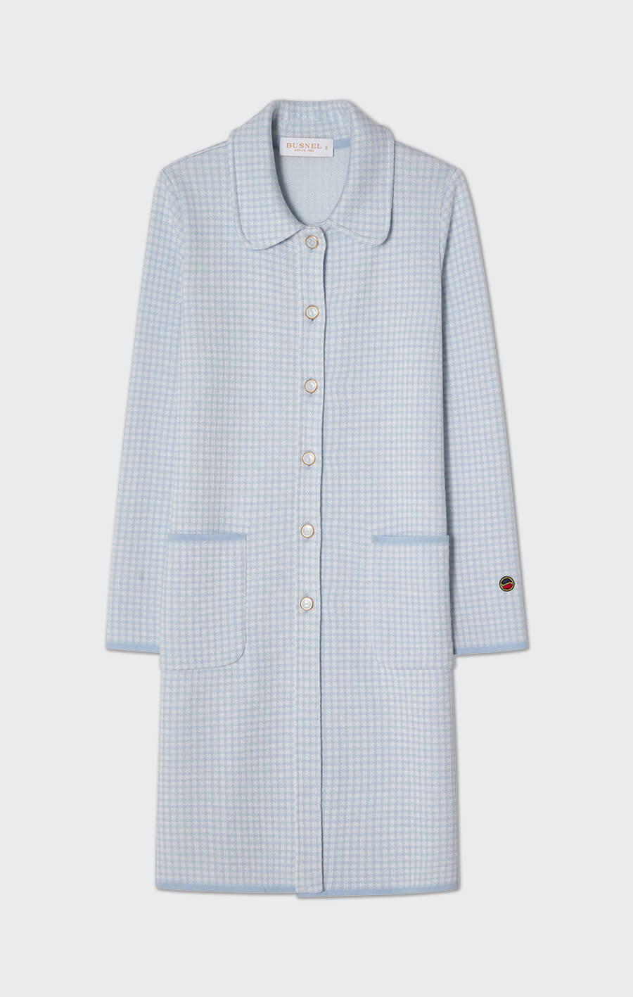 Rosale Knitted Coat Pepita Ice Blue