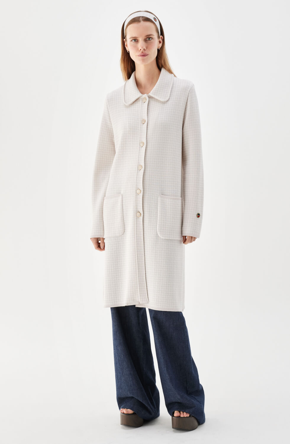 Rosale Knitted Coat Pepita Light Rose