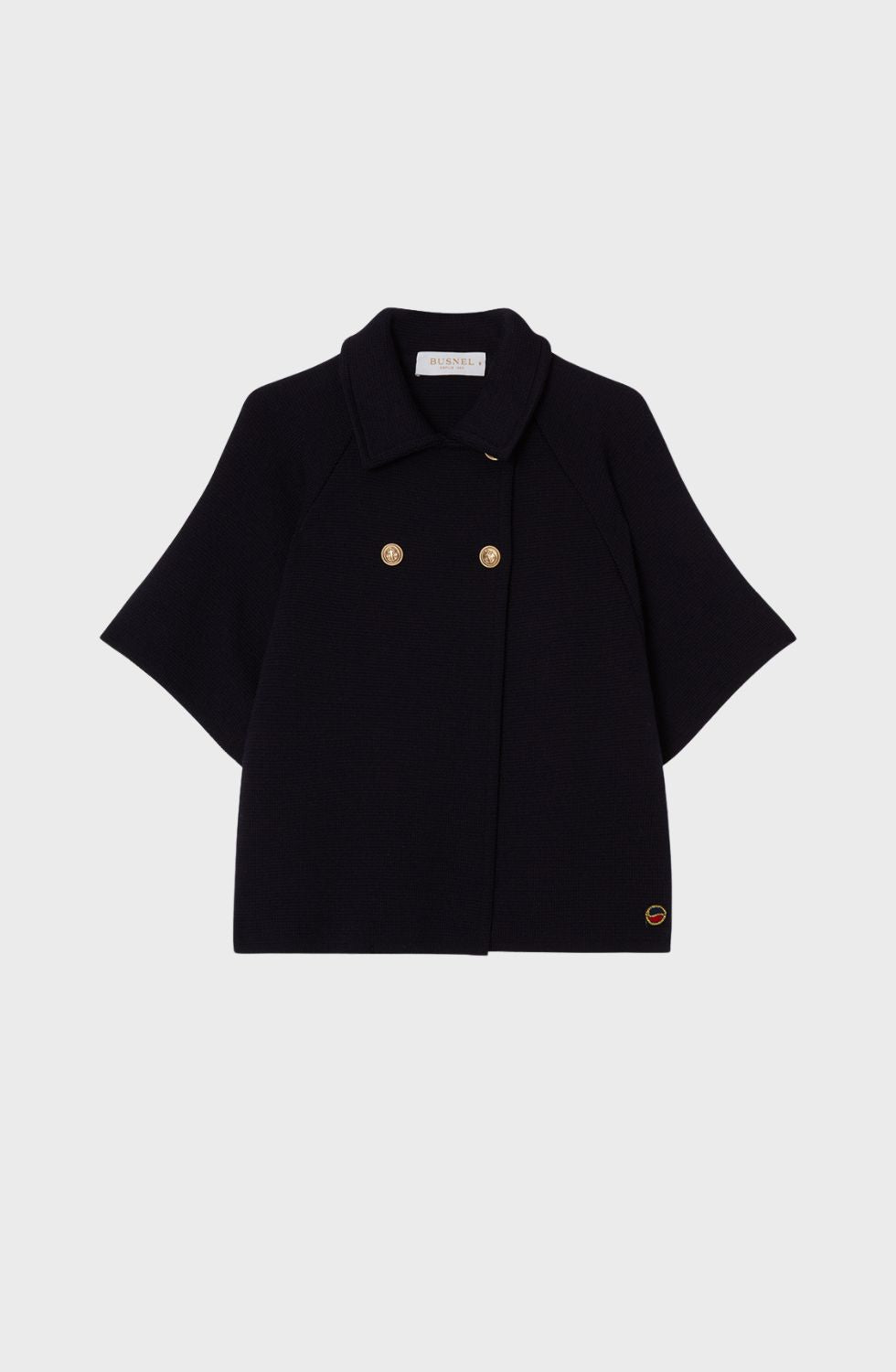 Gertrude Short Knitted Wool Cape Marine