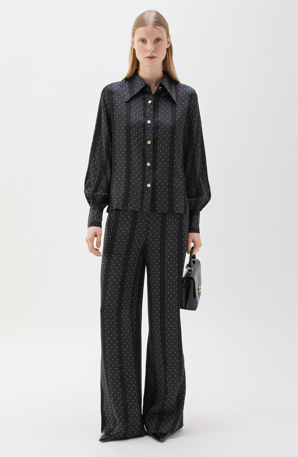 Anita Silk Blouse Black/Ecru