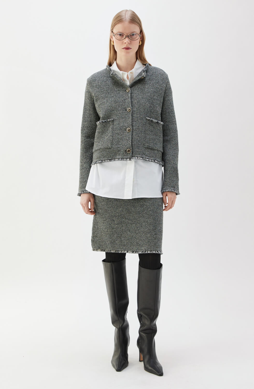 Lucky Tweed Skirt Salt & Pepper