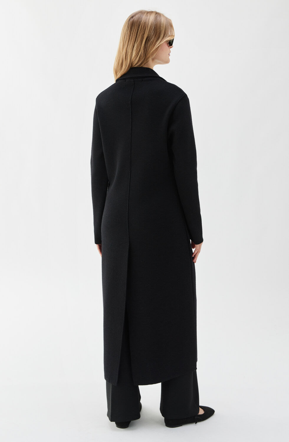 Capri  Long Knitted Wool Coat Black