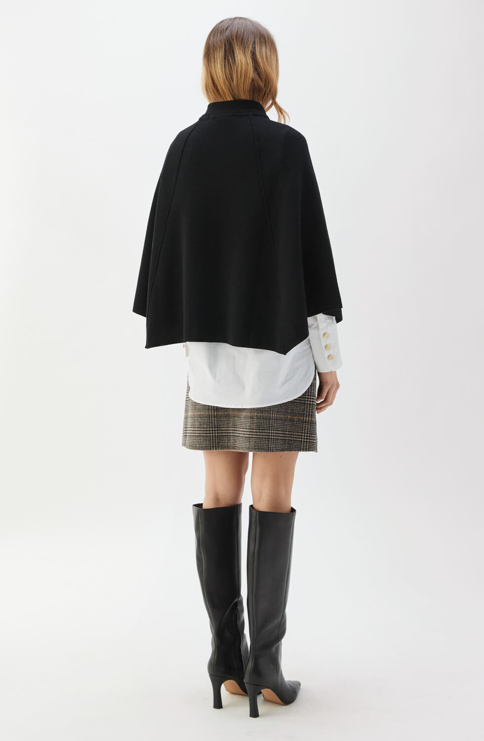 Clarissa kort cape i ull svart