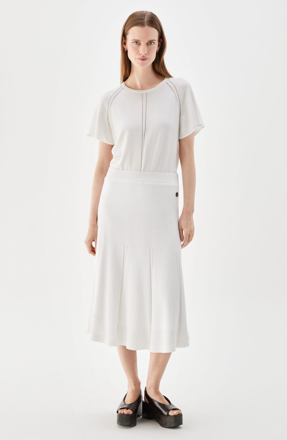 Della Knitted Midi Skirt Ecru