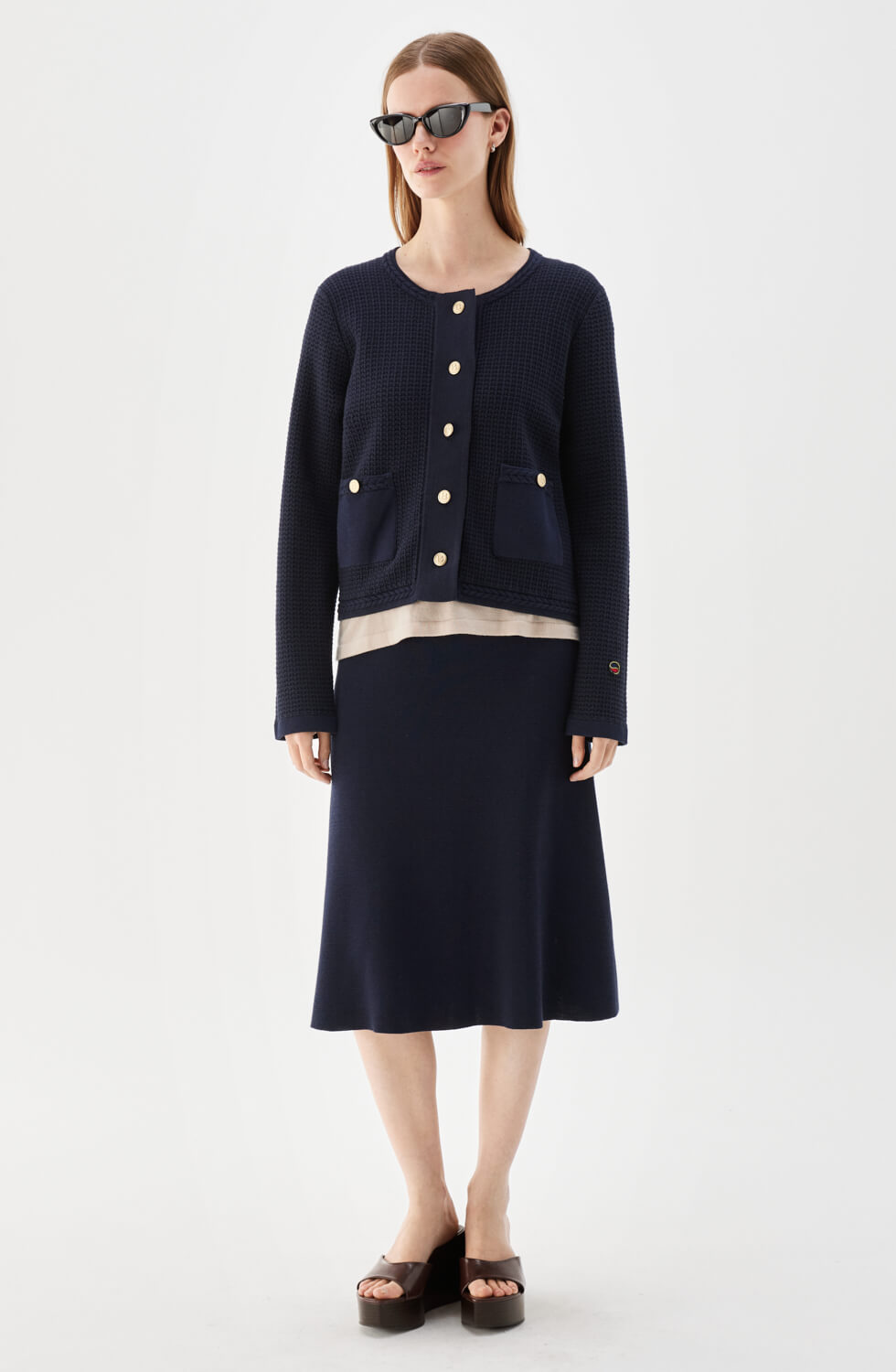 Phoebe Knitted Midi Skirt Marine