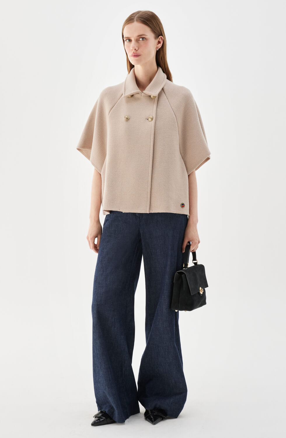 Gertrude Short Wool Cape Fudge