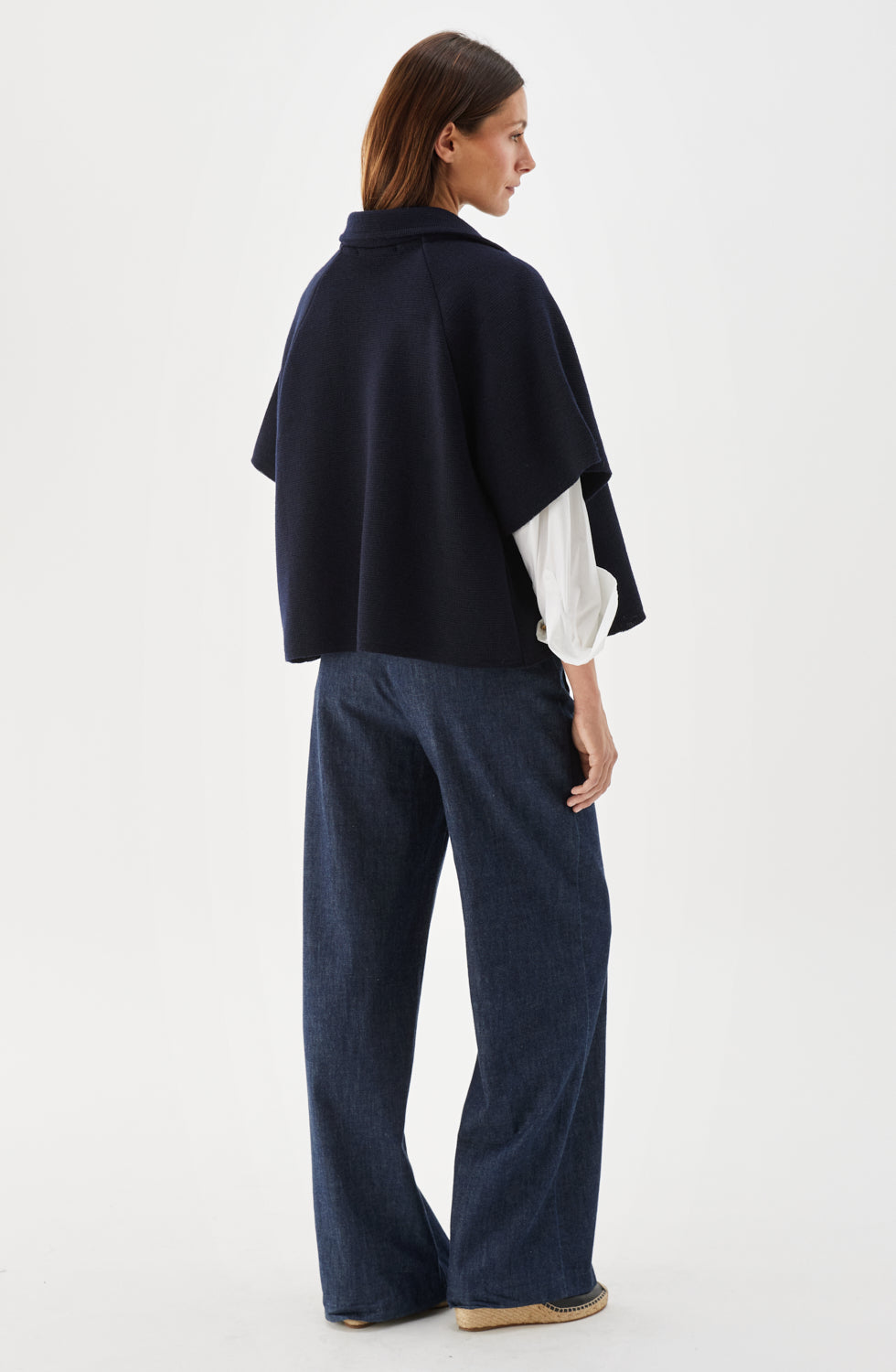 Gertrude Short Knitted Wool Cape Marine