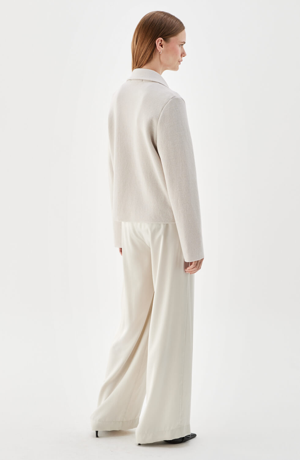 Indra Knitted Wool Jacket Silver Birch