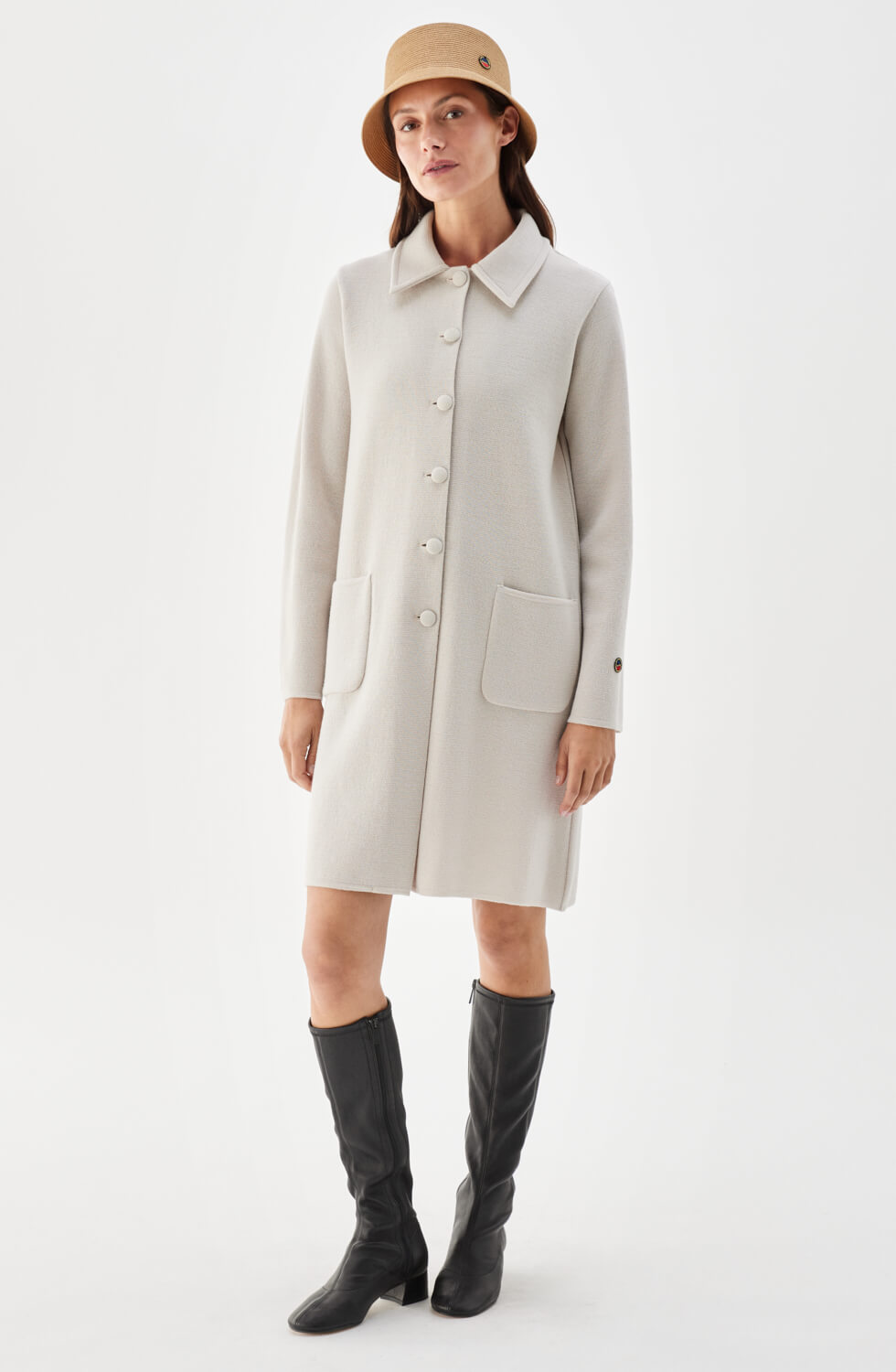 Lilli Knitted Wool Coat Silver Birch