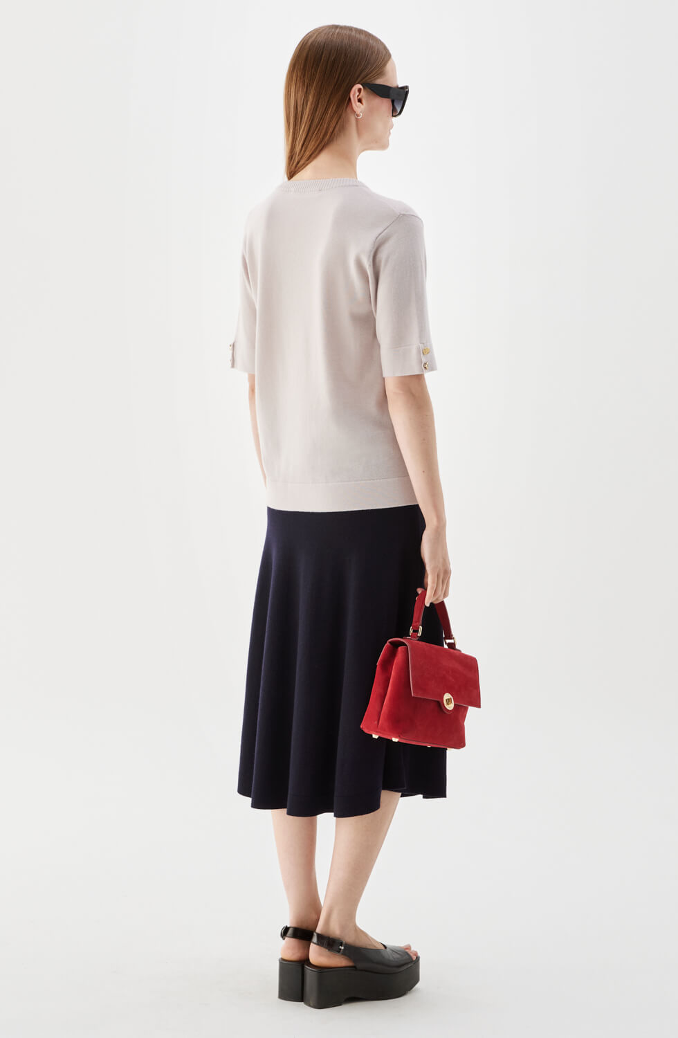 Lucca Knitted Merino Wool T-shirt Light Rose