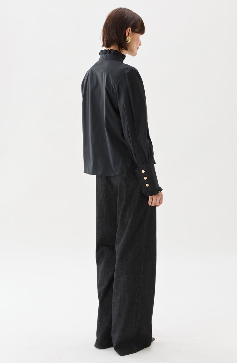 Maira Blus Plisserad Svart