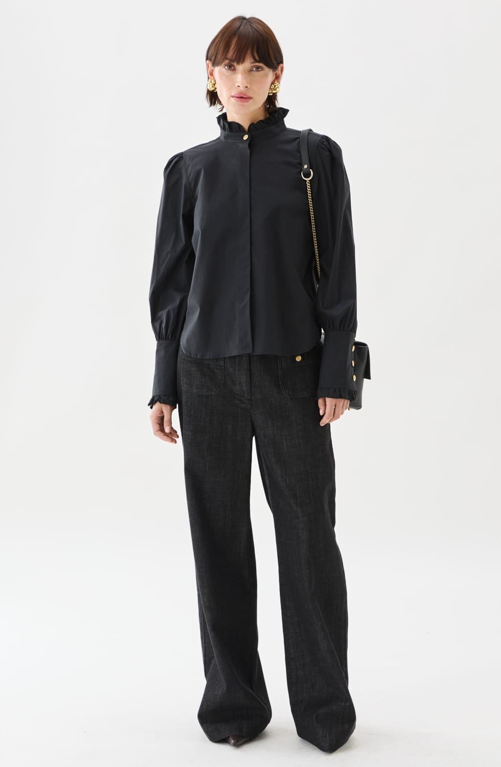 Maira Blus Plisserad Svart