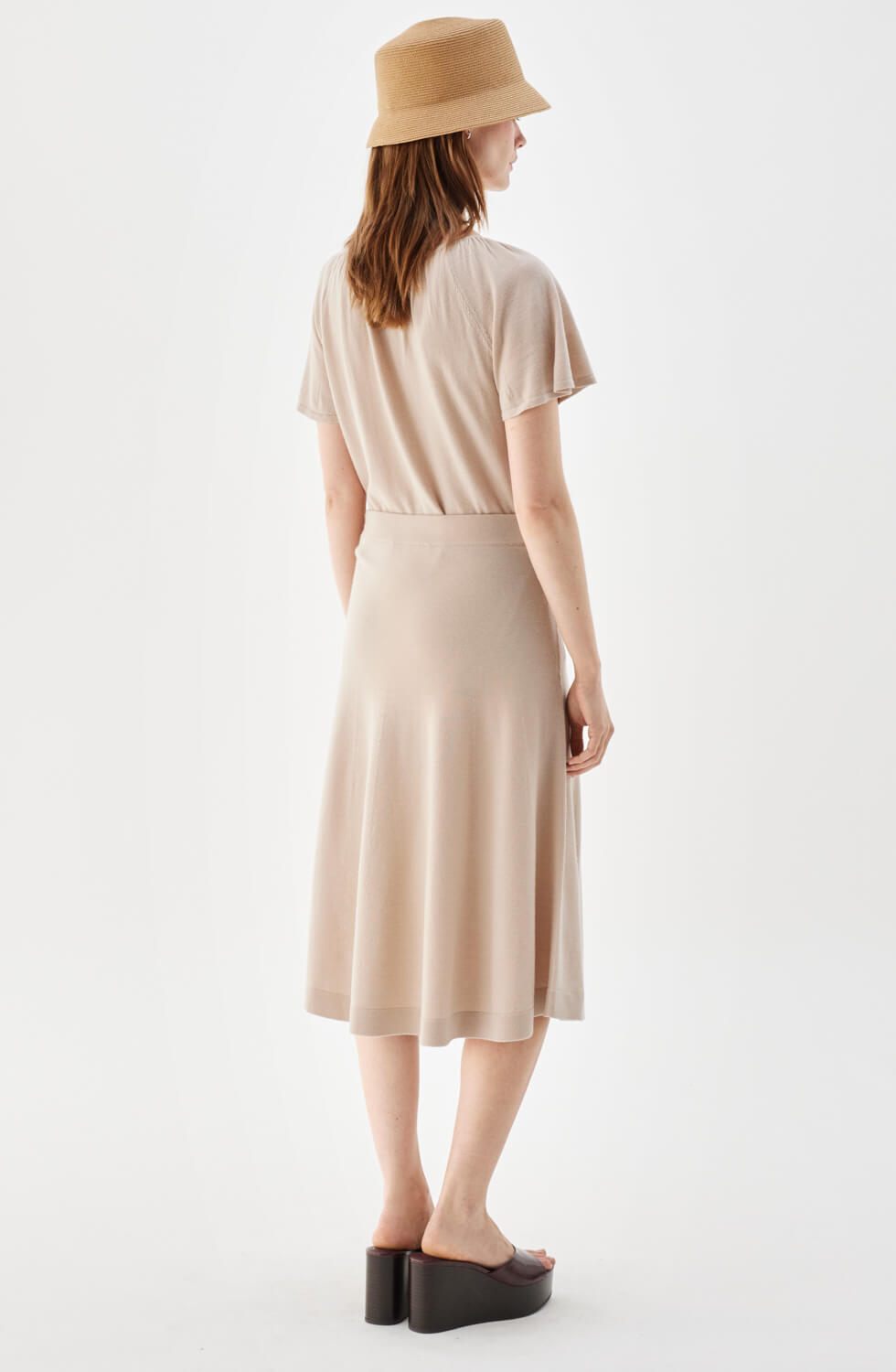 Maja Knitted Wool Midi Skirt Fudge
