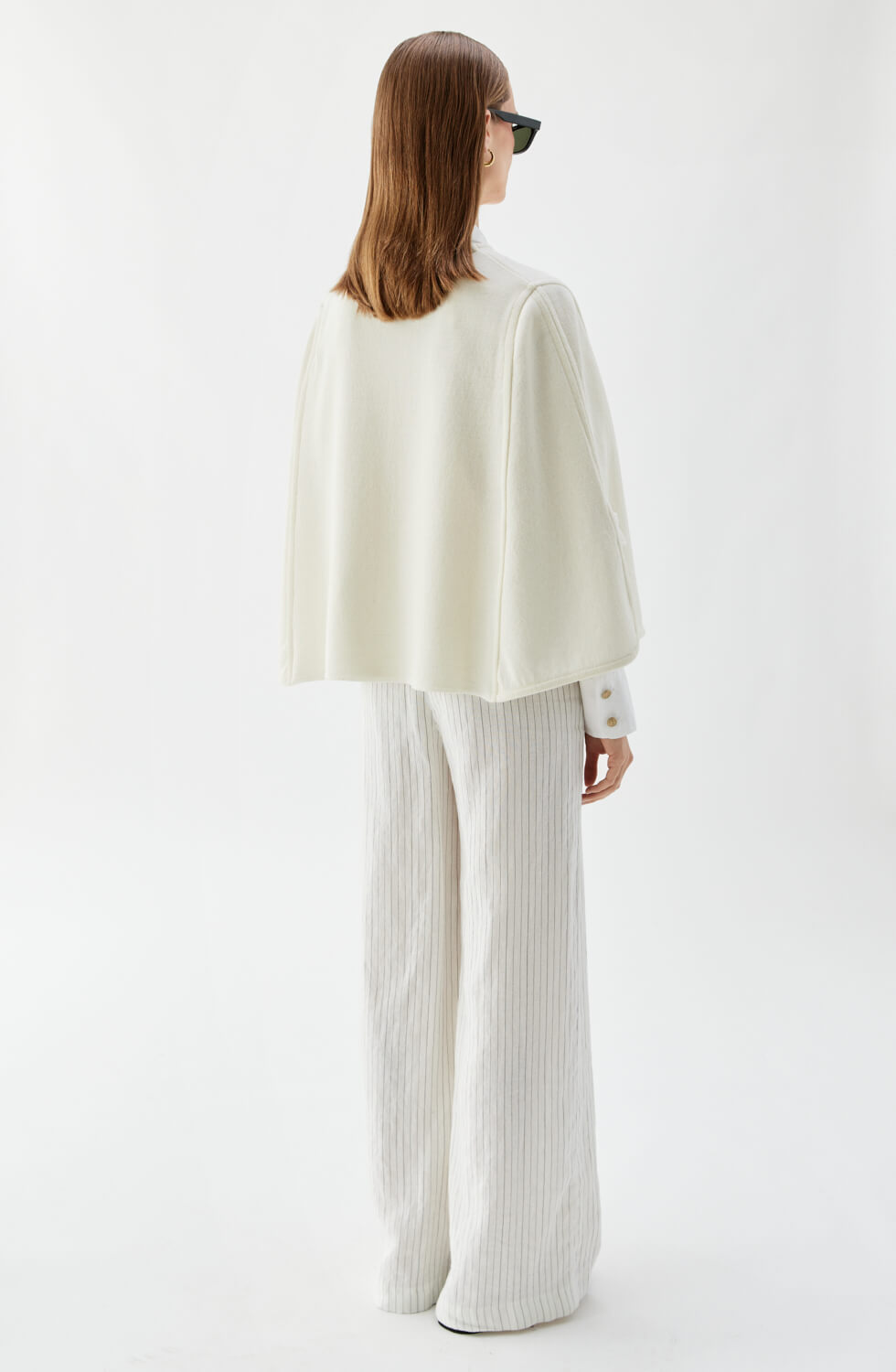 Pim randiga byxor i linne crèmevit/svart