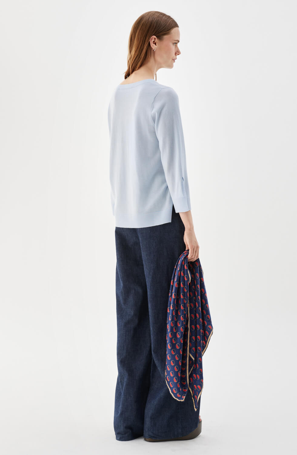 Ocean Boatneck Wool Top Ice Blue