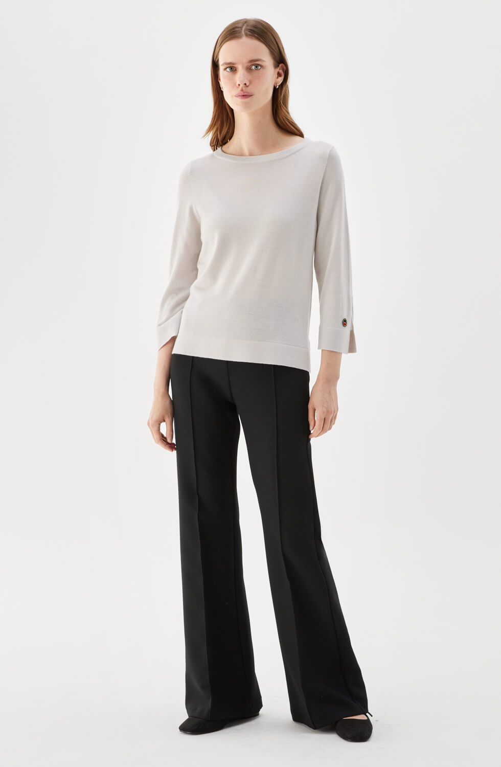 Ocean Boatneck Wool Top Silver Birch