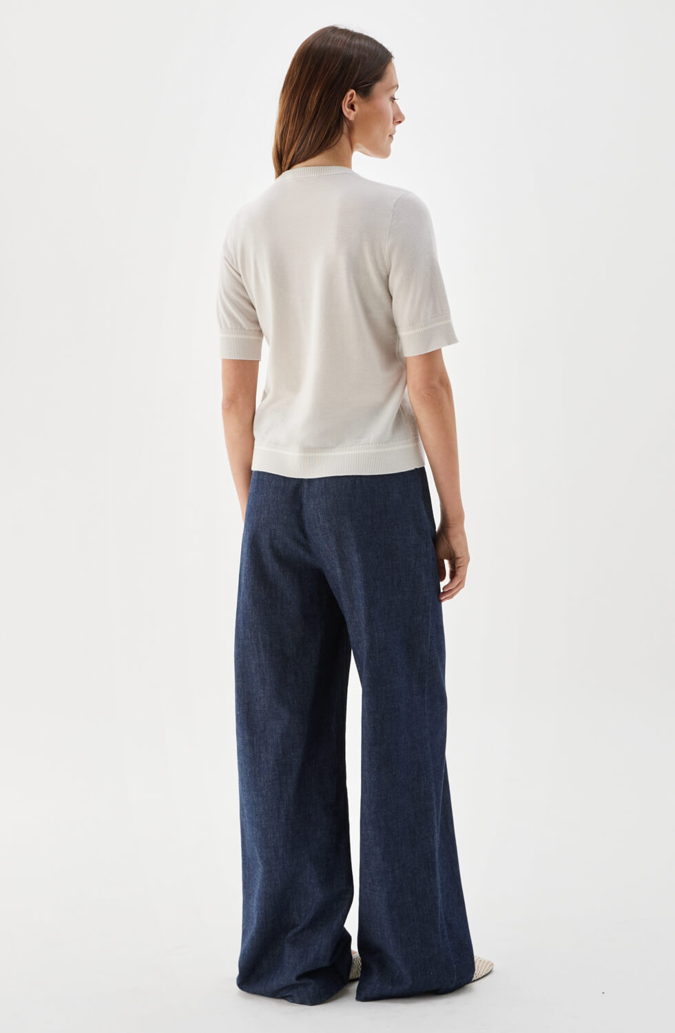 Paulina Jacquard Merino Wool Top Silver Birch/Ecru