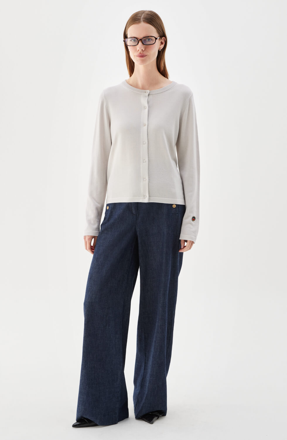 Presley Merino Wool Cardigan Silver Birch