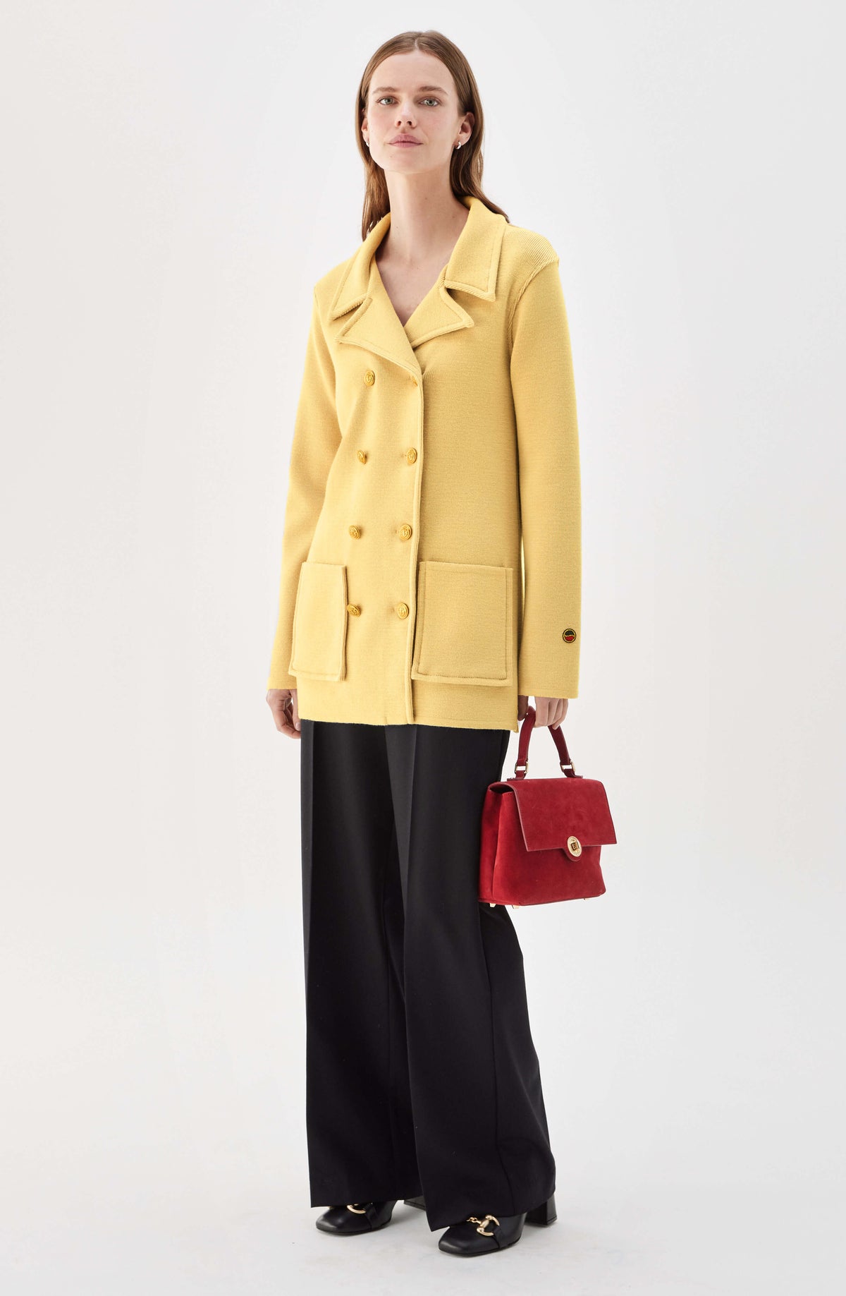 Victoria Knitted Wool Jacket Royal Yellow