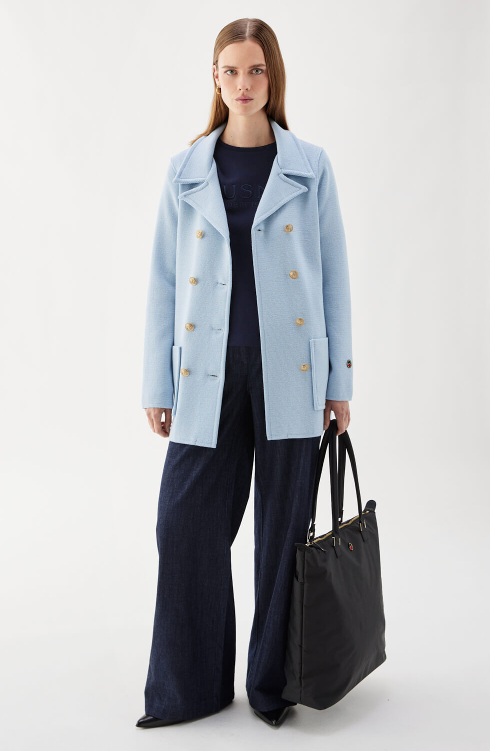 Victoria Knitted Wool Jacket Ice Blue